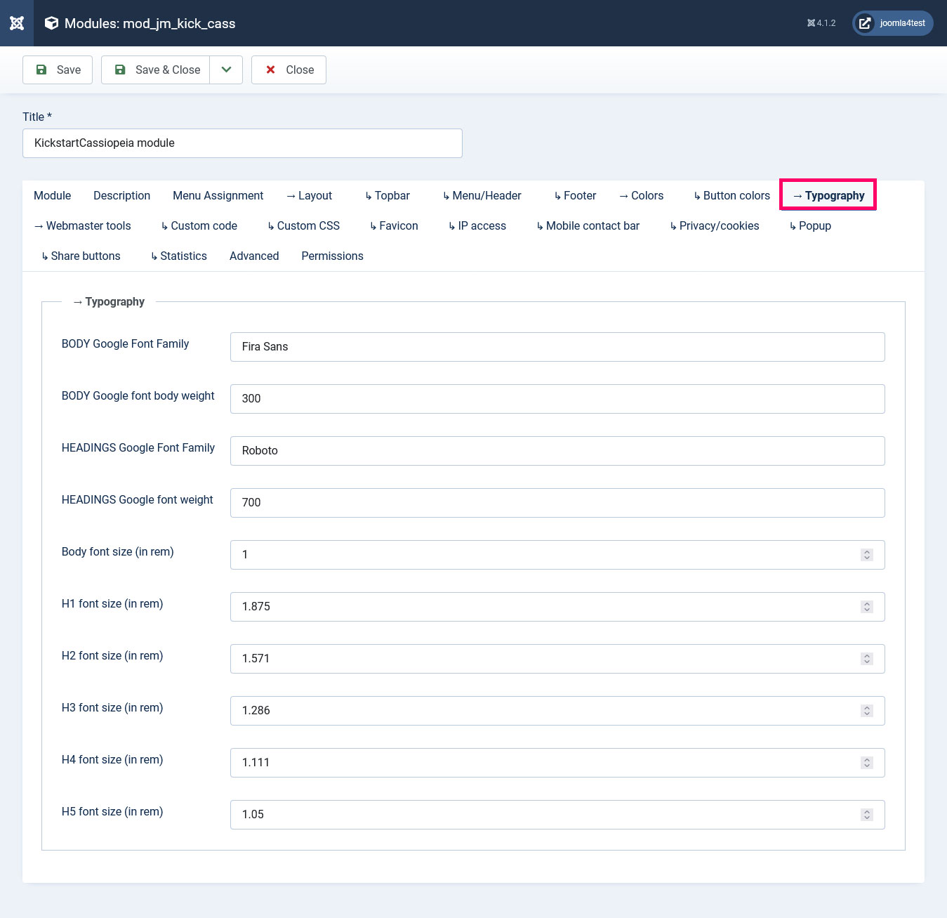 تتظیمات فونت های سایت از طریق ماژول