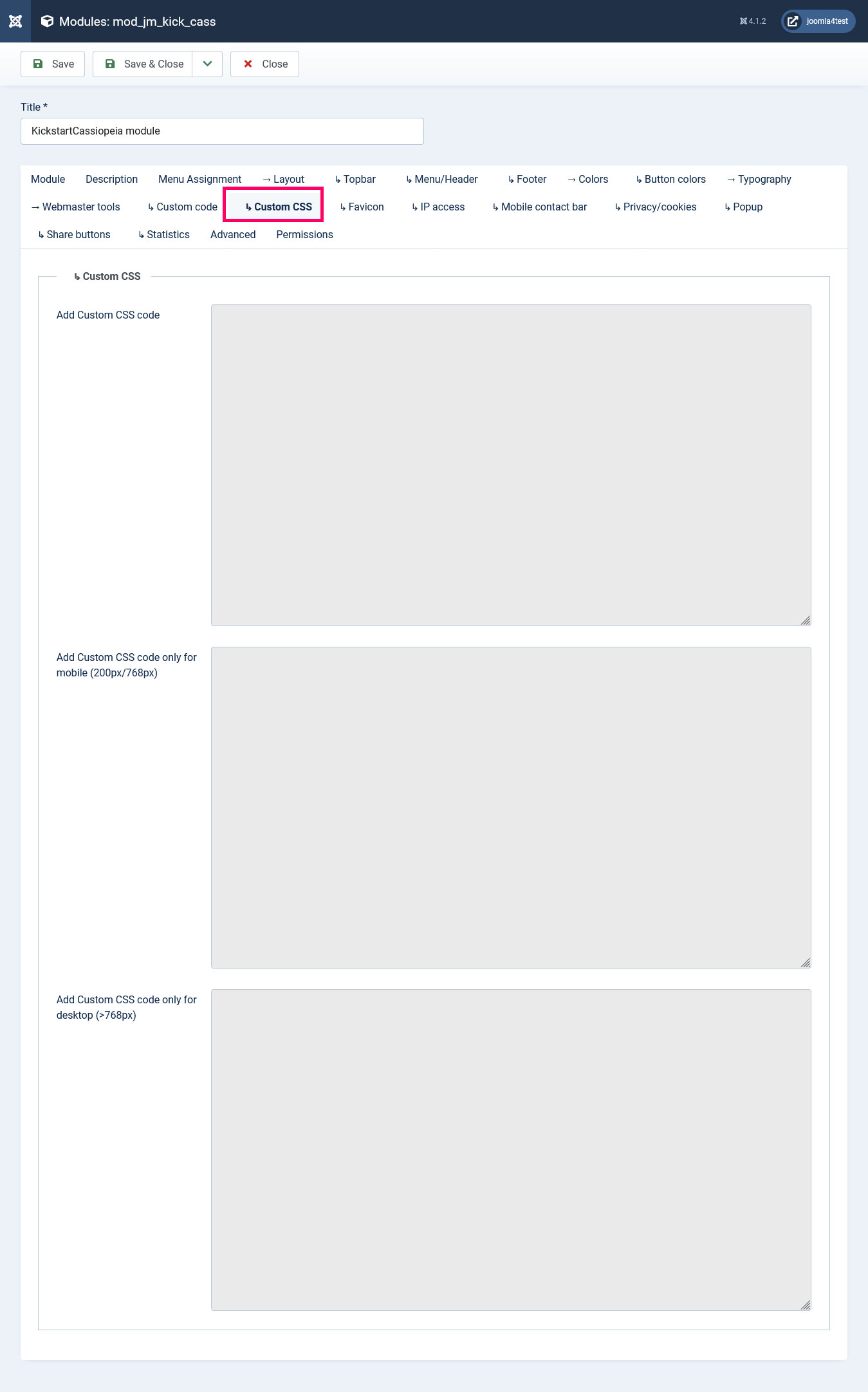 قسمت کدهای CSS شخصی
