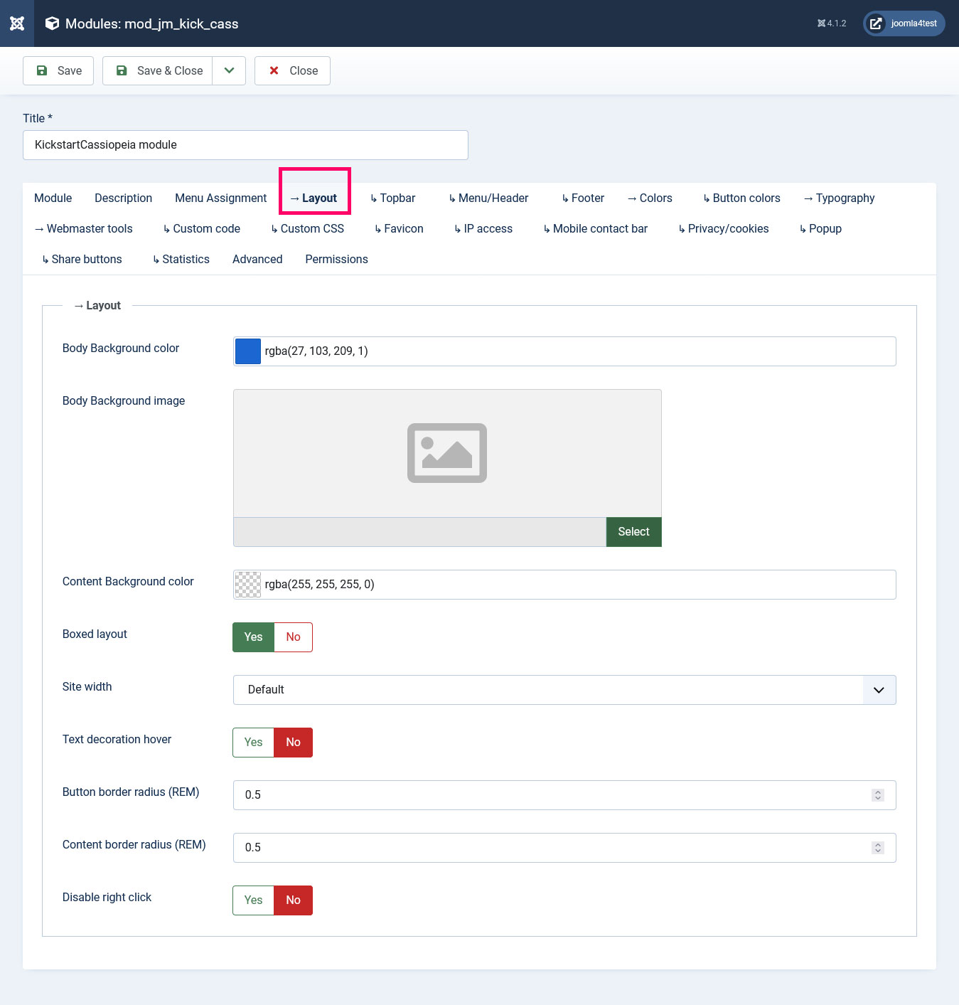 ماژول کیک استارت بخش لایوت